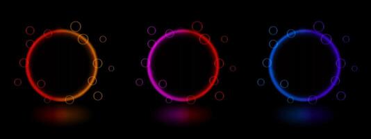 Three circles with different colors on a black background vector