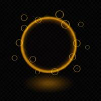 Neon magic circle Glowing orange ring, light effects, futuristic design, bubbles, luminescent halo, abstract glow, sci-fi elements, energy frame, technology concept, modern decoration, vibrant shape vector