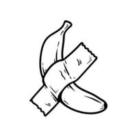 fun banana in seal tape modern art cartoon character isolated drawing line style sketch classic vintage design illustration vector