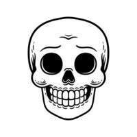 fun smiling skull cartoon character isolated drawing line art style sketch classic vintage design illustration vector