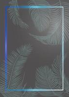 Frame with glare, palm leaves and gradient vector