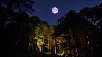 Moonlight Illuminating a Calm Forest with Shifting Shadows video