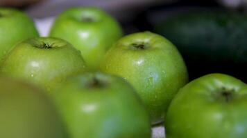 Fresh Green Apples. Macro shot of rotating Fruits. video