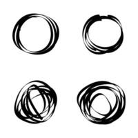 Set of black abstract scribble line, ink brush strokes. illustration vector
