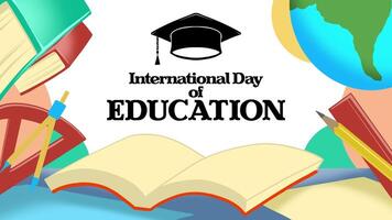 2D Animated International Day of Education Unlocking Potential, Inspiring Minds, and Building a Brighter Future Through Knowledge video