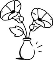 Beautiful flower vase icon in doodle style vector