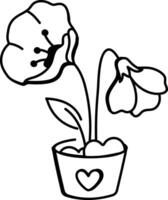 A sketchy icon of poppy flowers vector