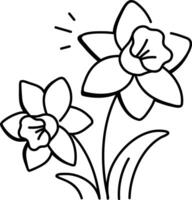 Daffodils icon in drawing style vector