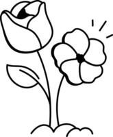 Peony flower icon in doodle style vector