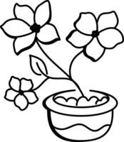 Jasmine pot icon in drawing style vector