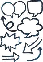 a set of arrows drawn in black ink on a white illustration vector