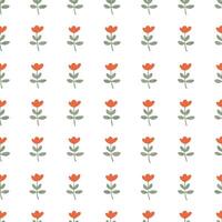 Elegant Tulip Pattern with Retro Minimalist Style Design. vector