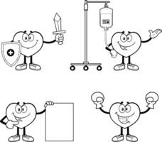 Outlined Heart Character Series. Collection vector