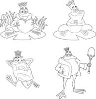 Outlined Frog Cartoon Characters. Hand Drawn Collection Set Isolated On Transparent Background vector