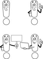 Outlined Exclamation Mark Cartoon Character. Collection Set vector