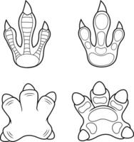 Outlined Dinosaurs Paw With Claws Print Logo Design. Hand Drawn Collection vector