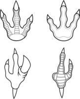 Outlined Dinosaurs Paw With Claws Print Logo Design. Hand Drawn Collection Set vector