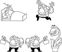 Outlined Science Professor Character Poses vector