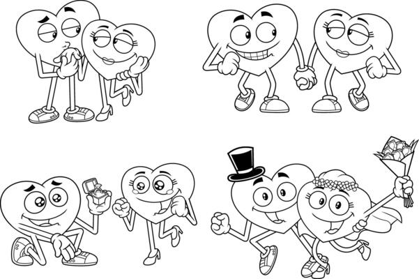 Outlined Heart Cartoon Character Series