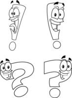 Outlined Funny Question Mark Cartoon Characters. Collection vector