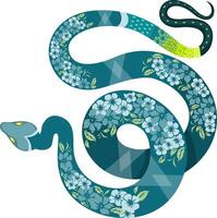 Green and Blue Decorative Snake for Year of the Snake 2025 vector