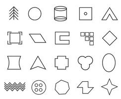 Collection of icons of simple geometric shapes. Linear flat style icon. vector