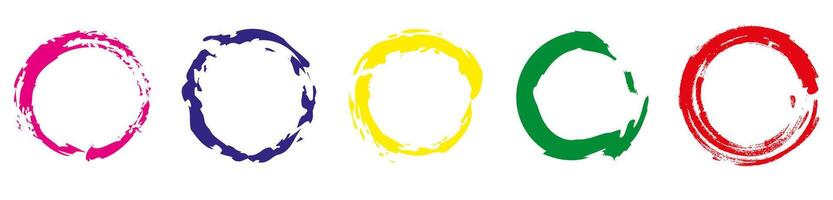 Set of round brushes. Bright colored round brushes. Artistic brushes. vector