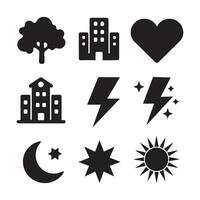 Creative Black Silhouette Icons for Professional Projects vector