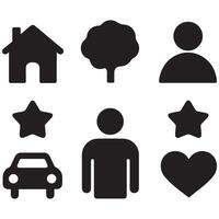 Multipurpose Black Silhouette Icons for Everyday Use vector
