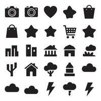 Black Silhouette Icon Pack with Essential Design Elements vector
