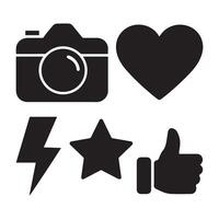 Minimalist Black Silhouette Icon Set for Modern Projects vector