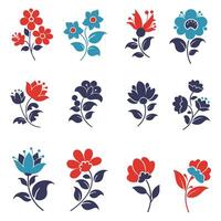 Swirl Floral Ornament Set for Vintage and Retro Patterns vector