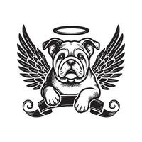 Bull dog with wings standing on a rock vector