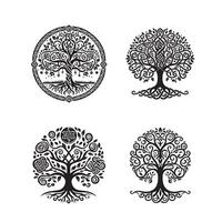 Tree Black and White illustration vector