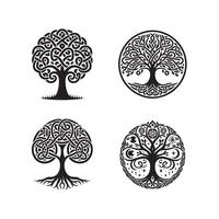 Tree of life circle silhouette vector