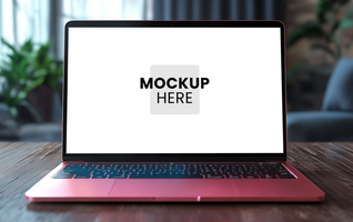 Laptop screen display mockup, customizable front view for showcasing psd