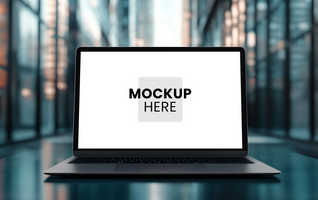 Editable laptop device mockup, clean front-facing screen display psd