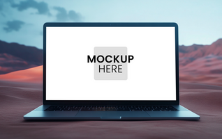 Front view laptop device mockup, editable screen for branding projects psd