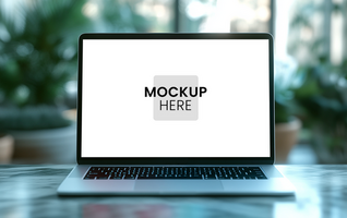 High-resolution laptop screen mockup, editable front view display psd