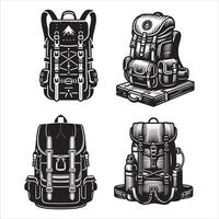 A best school and college bag silhouette on white background vector