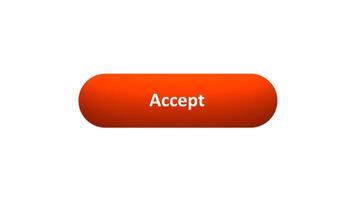 Animation of 'Accept' Button Clicked by Computer Mouse with Color-Changing Effect and Confirmation Tick video