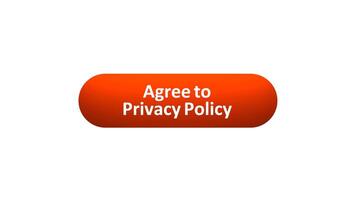 Animation of 'Agree to Privacy Policy' Button Clicked by Computer Mouse with Color-Changing Effect and Confirmation Tick video