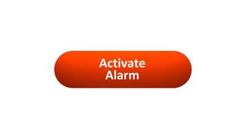 Animation of 'Activate Alarm' Button Clicked by Computer Mouse with Color-Changing Effect and Confirmation Tick video