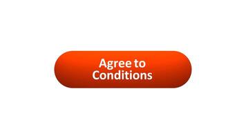 Animation of 'Agree to Conditions' Button Clicked by Computer Mouse with Color-Changing Effect and Confirmation Tick video