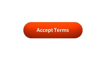 Animation of 'Accept Terms' Button Clicked by Computer Mouse with Color-Changing Effect and Confirmation Tick video