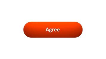 Animation of 'Agree' Button Clicked by Computer Mouse with Color-Changing Effect and Confirmation Tick video