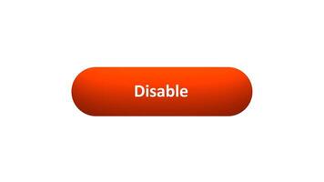 Animation of 'Disable' Button Clicked by Computer Mouse with Color-Changing Effect and Confirmation Tick video