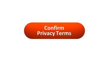Animation of 'Confirm Privacy Terms' Button Clicked by Computer Mouse with Color-Changing Effect and Confirmation Tick video