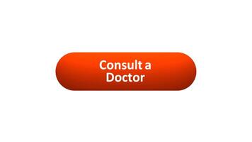 Animation of 'Consult a Doctor' Button Clicked by Computer Mouse with Color-Changing Effect and Confirmation Tick video
