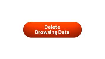Animation of 'Delete Browsing Data' Button Clicked by Computer Mouse with Color-Changing Effect and Confirmation Tick video